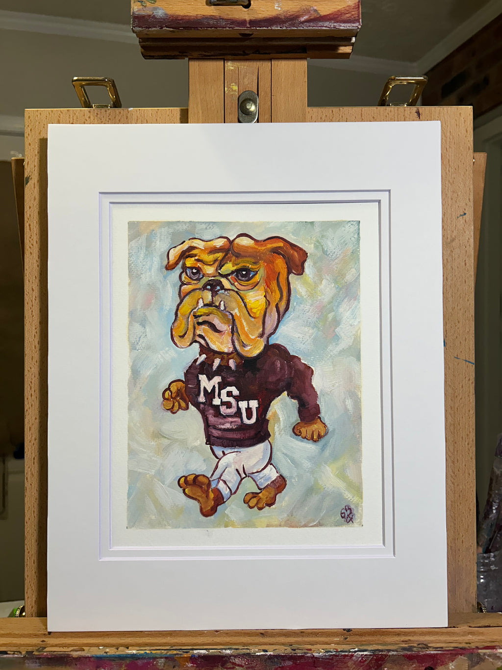 11x14 White Double Matted Vintage Walking Bully - FRAME NOT INCLUDED