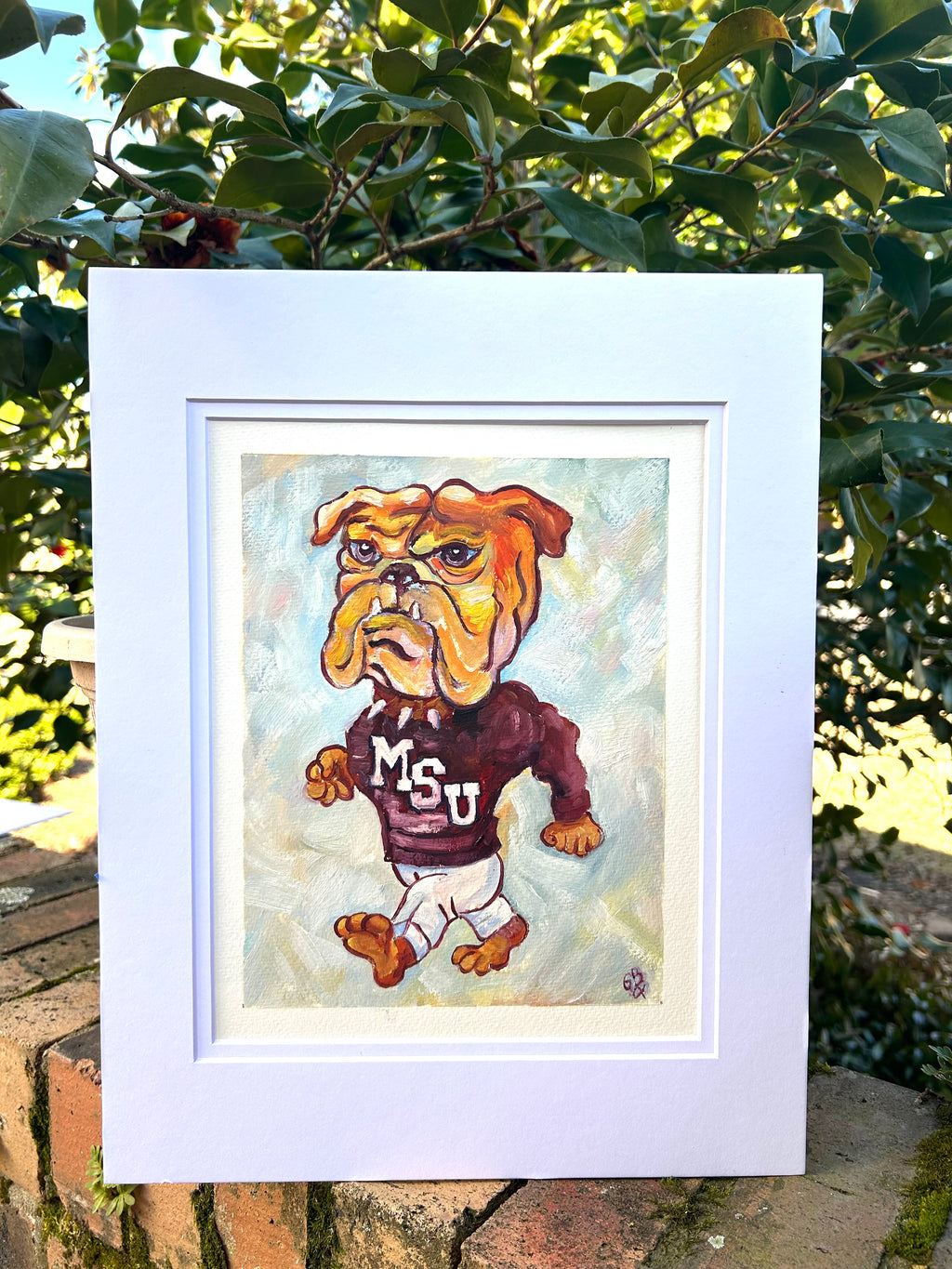 11x14 White Double Matted Vintage Walking Bully - FRAME NOT INCLUDED