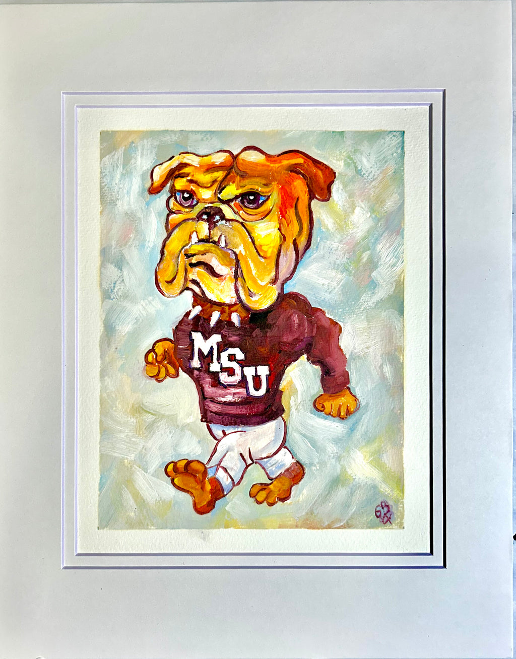 11x14 White Double Matted Vintage Walking Bully - FRAME NOT INCLUDED