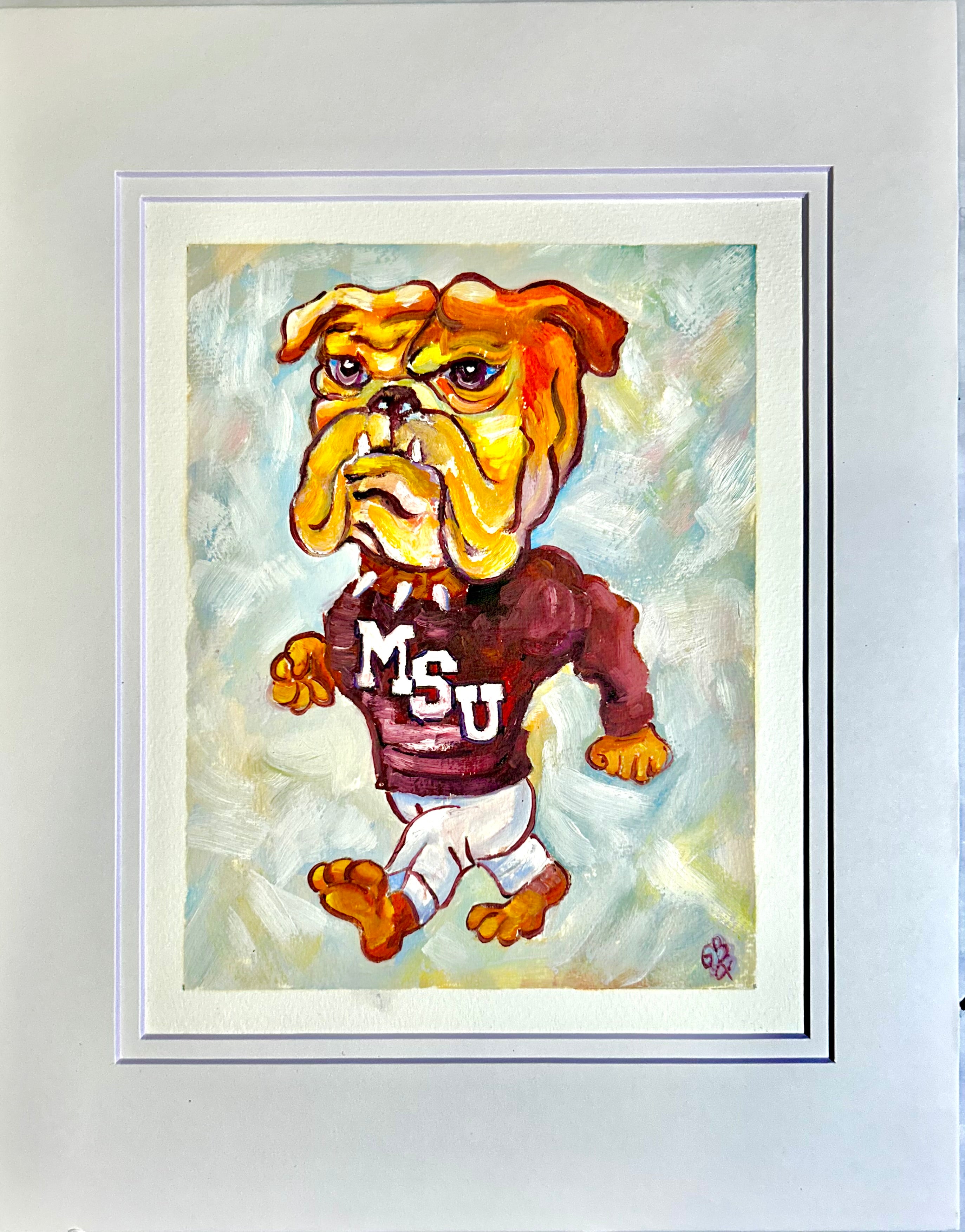 11x14 White Double Matted Vintage Walking Bully - FRAME NOT INCLUDED