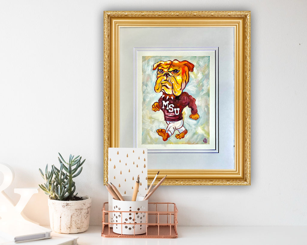 11x14 White Double Matted Vintage Walking Bully - FRAME NOT INCLUDED